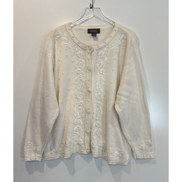 Lane Bryant Design Embroidered Pearl Bead Cardigan Sweater Womens 18/20 (I) - Picture 1 of 4